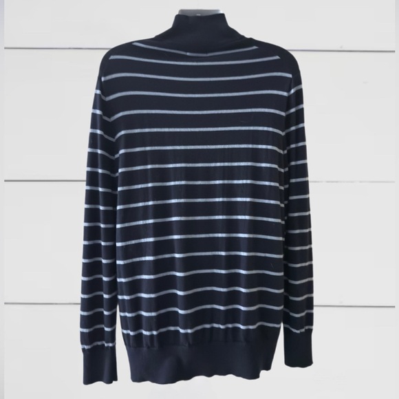 Brooks Brothers 1/4 Zip Men’s, Blue Striped 100% Merino Wool Sweater — Size-XXL - Picture 7 of 13
